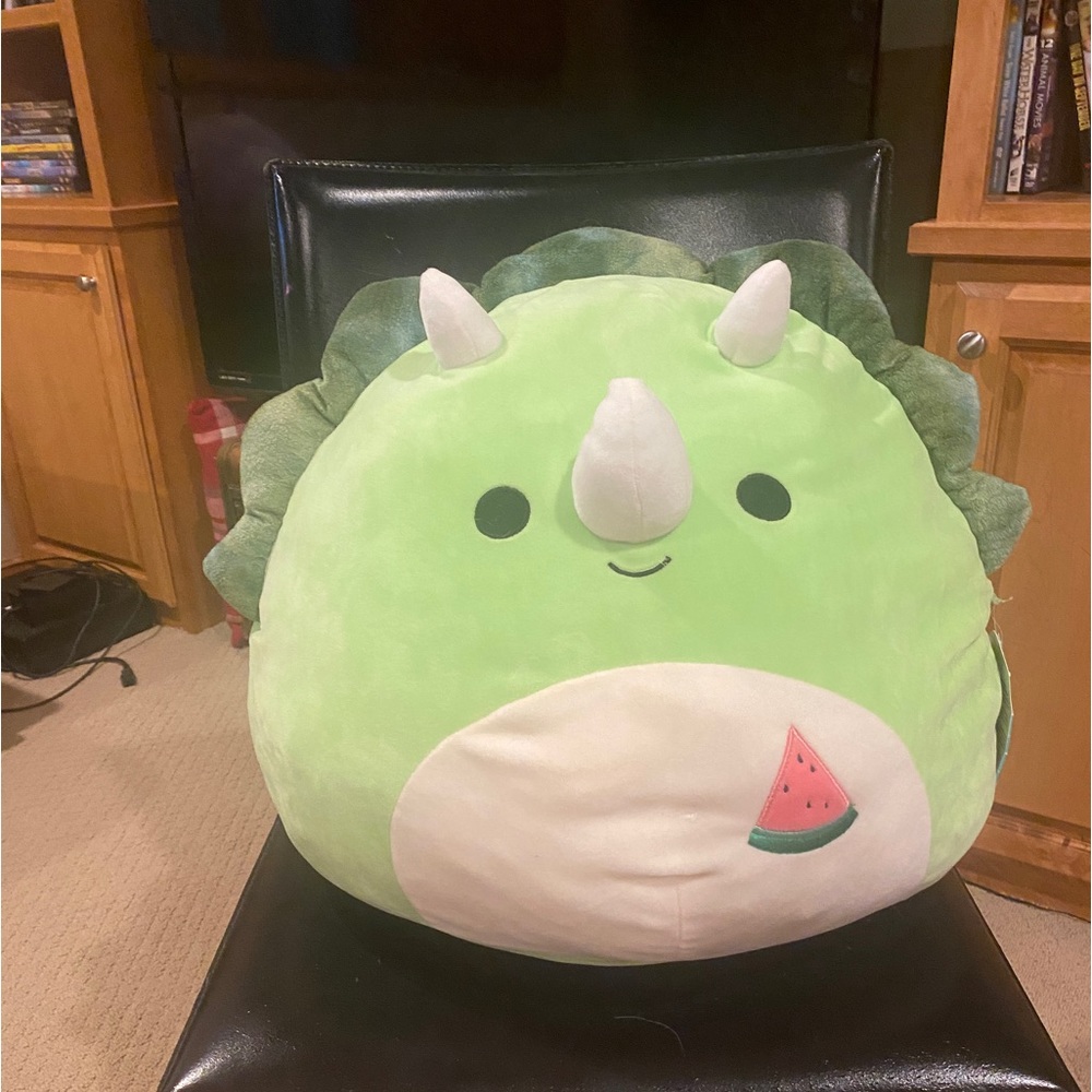 Squishmallow 16" Tristan the Green Triceratops Large Dinosaur Kellytoy 2019, NWT